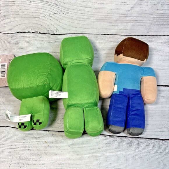 Minecraft Lot of 4 Plush Toys 9" & 7" Green Creepers Ocelot 9" Steve Toy Factory - Picture 6 of 6